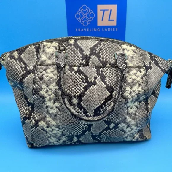 441. Michael Kors Riley Snakeskin Handbag - Picture 6 of 14